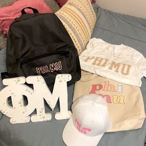 Phi Mu Bundle of things, includes: cap, bag, shirt & letters!!!
